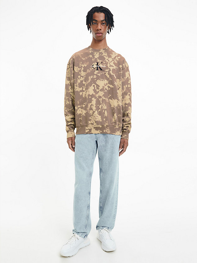 sweat oversize camouflage beige pour hommes calvin klein jeans