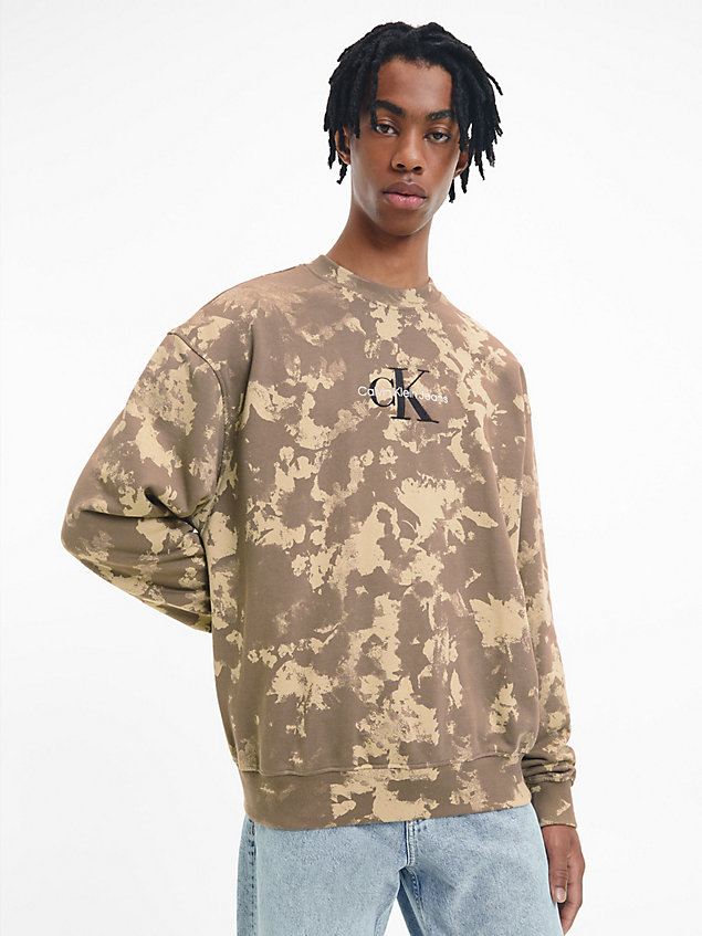 beige oversized camouflage-sweatshirt für herren - calvin klein jeans