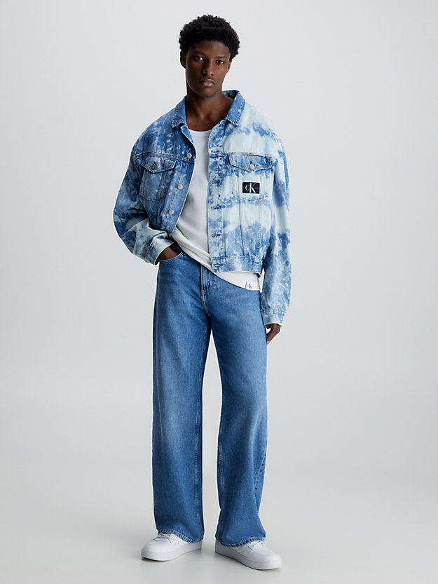 giacca di jeans bleached oversize denim medium da uomo calvin klein jeans