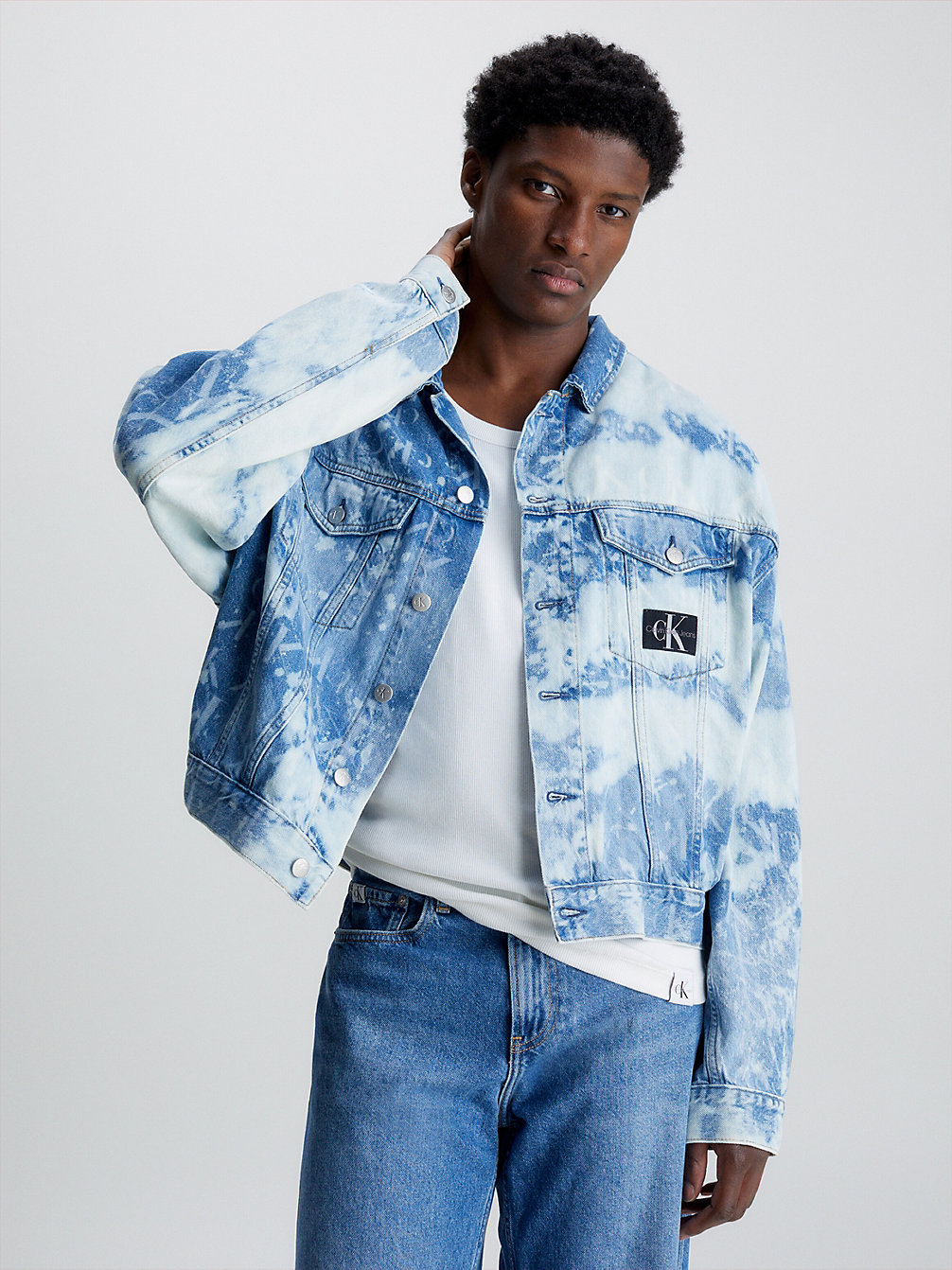 DENIM MEDIUM Oversized Bleached Denim Jacket undefined men Calvin Klein