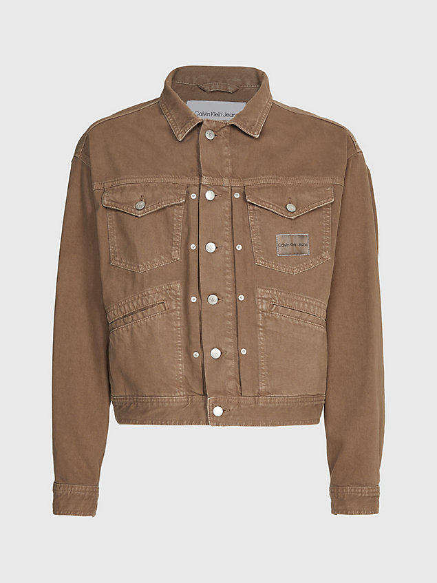 brown oversized recycled denim jacket for men calvin klein jeans