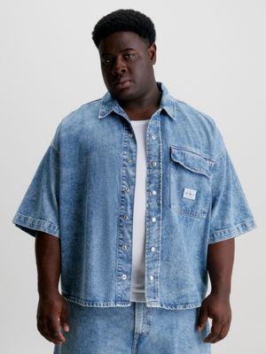 Oversized Short Sleeve Denim Shirt