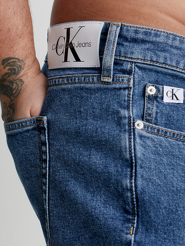 short grande taille en denim blue pour hommes calvin klein jeans