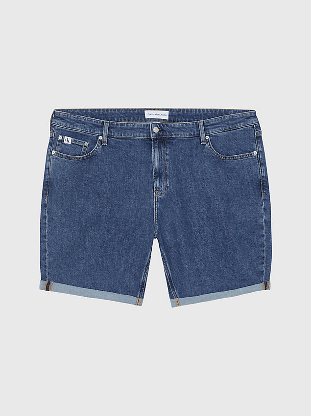 pantaloncini plus size in denim blue da uomo calvin klein jeans