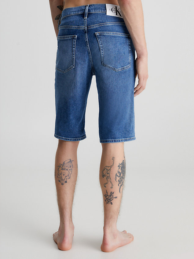 blue szorty jeansowe o wąskim kroju dla mężczyźni - calvin klein jeans