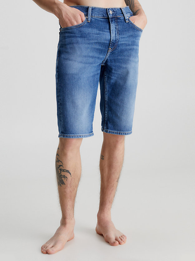 short slim en denim denim medium pour hommes calvin klein jeans