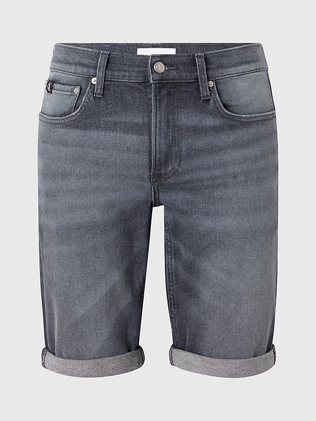 grey slim denim korte broek voor heren - calvin klein jeans