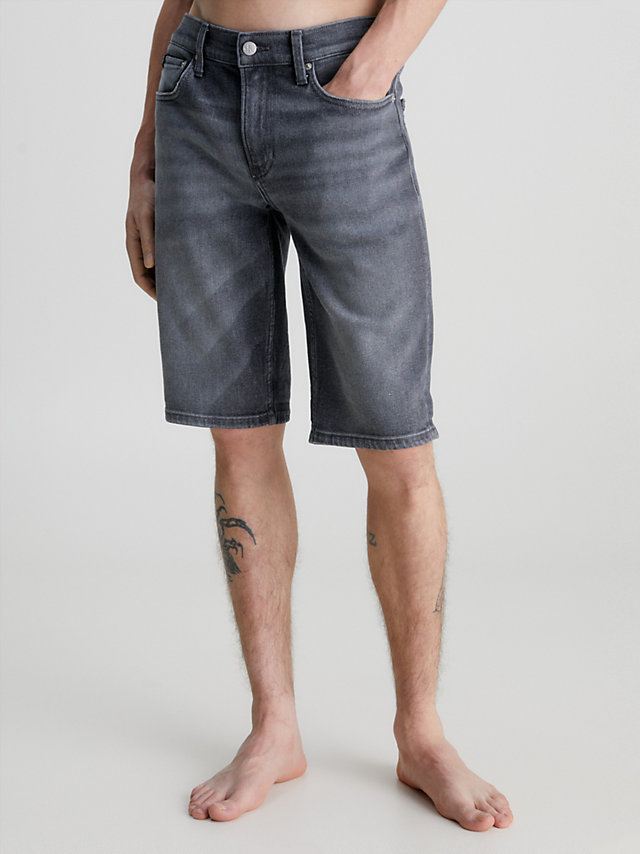 Denim Grey Slim Denim Shorts undefined men Calvin Klein