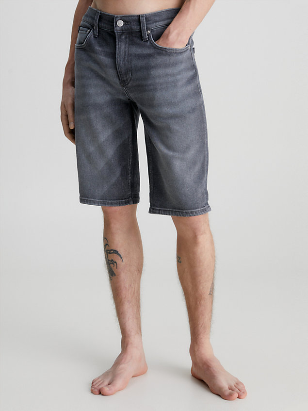 grey slim denim korte broek voor heren - calvin klein jeans