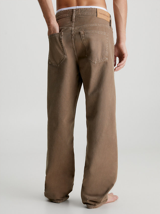 brown 90's straight jeans met stroken voor heren - calvin klein jeans