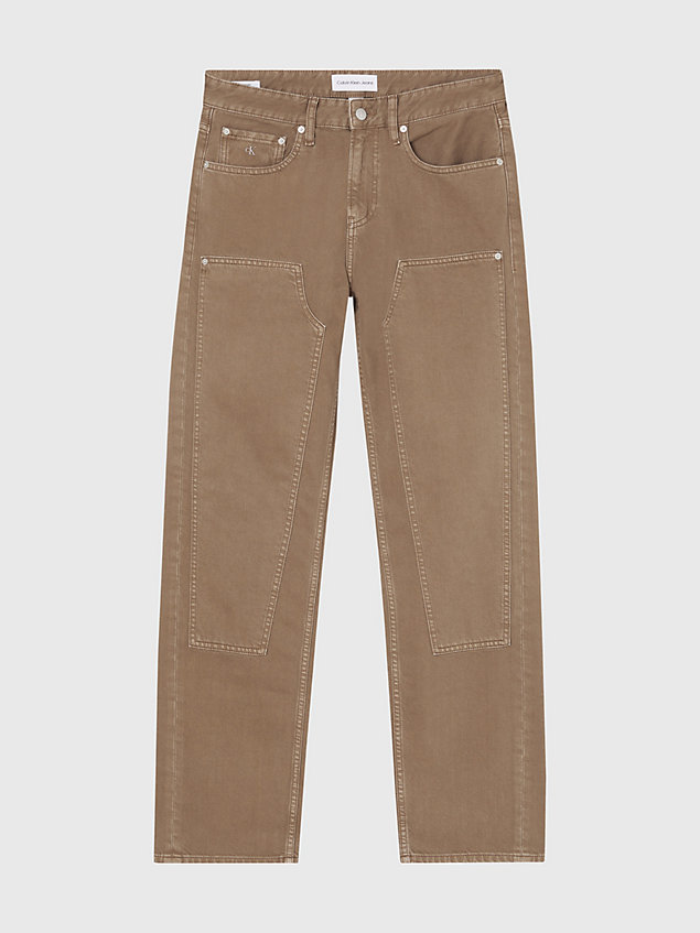 brown 90's straight jeans met stroken voor heren - calvin klein jeans