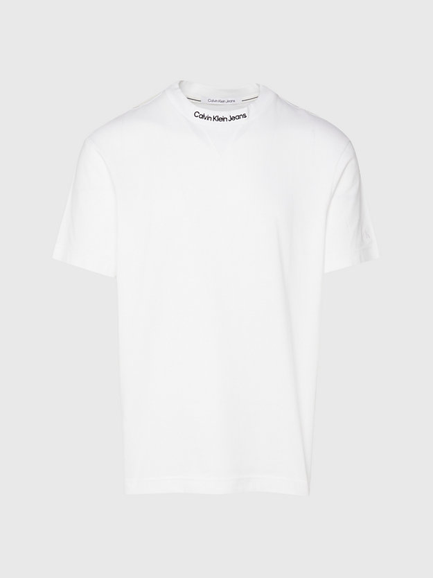 BRIGHT WHITE T-shirt con logo sul colletto taglio relaxed da uomo CALVIN KLEIN JEANS