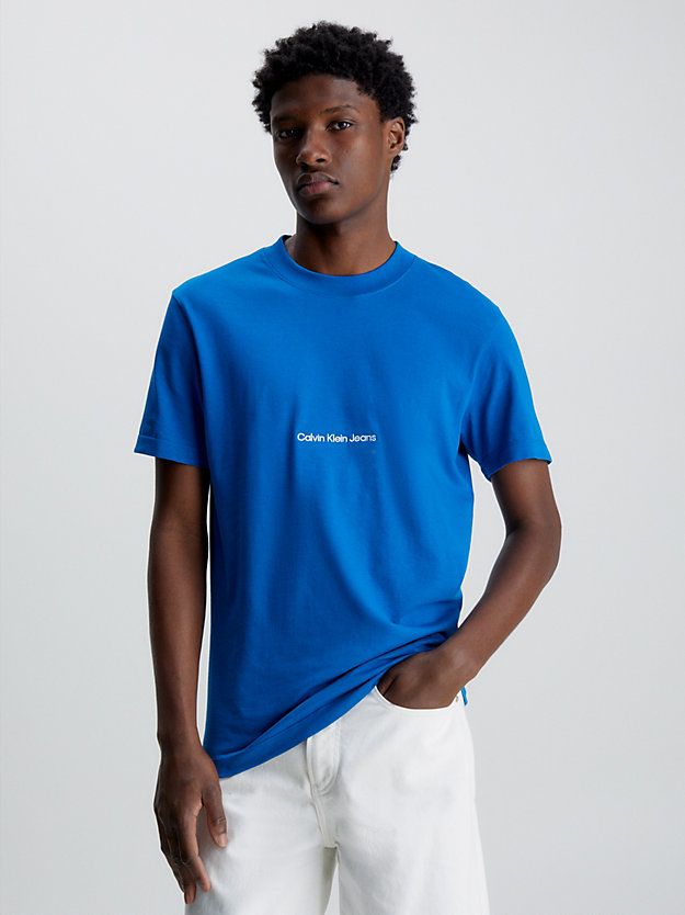 tarps blue slim logo t-shirt for men calvin klein jeans