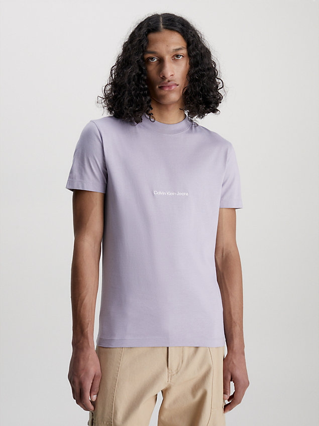 t-shirt con logo slim purple da uomo calvin klein jeans