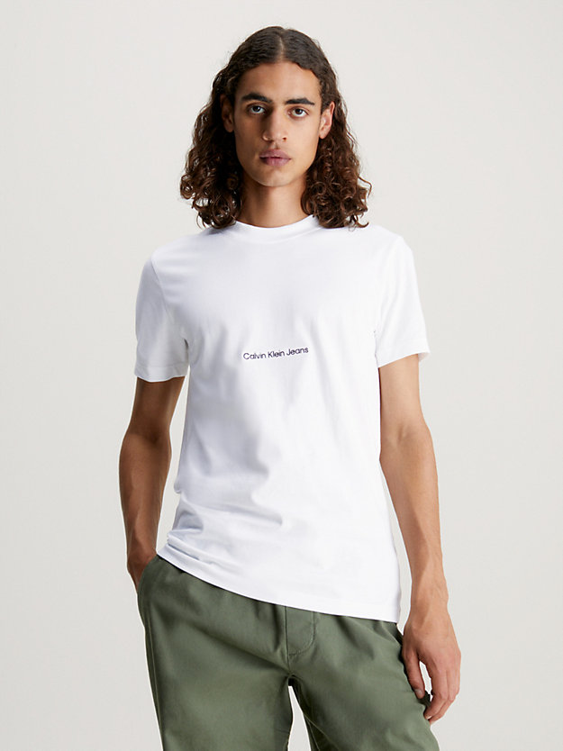 BRIGHT WHITE Camiseta slim con logo de hombre CALVIN KLEIN JEANS