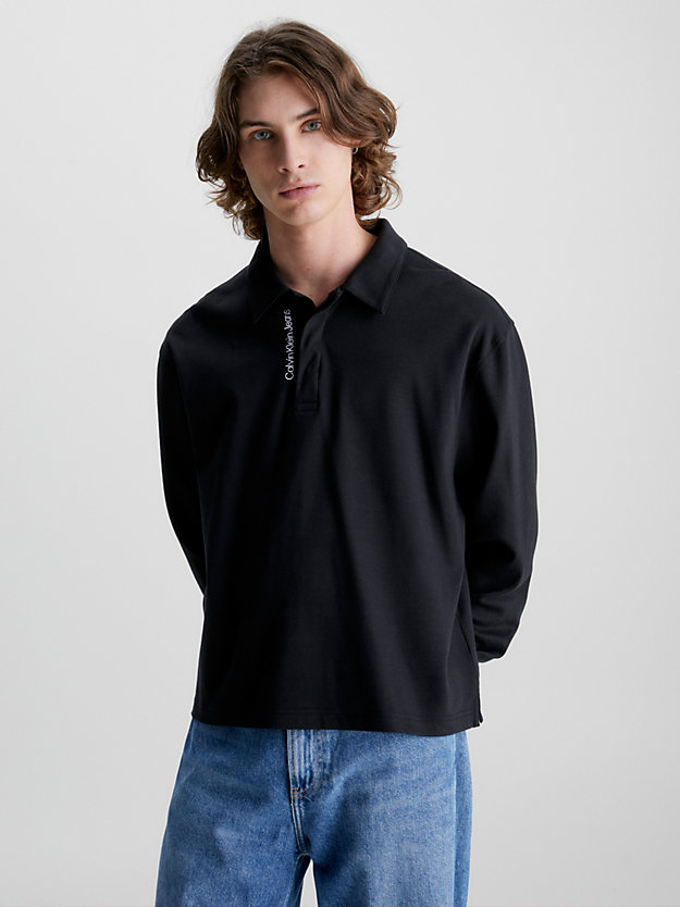 CK BLACK Relaxed Long Sleeve Polo Shirt for men CALVIN KLEIN JEANS