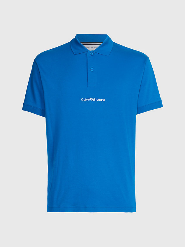blue swobodna koszulka polo z logo dla mężczyźni - calvin klein jeans