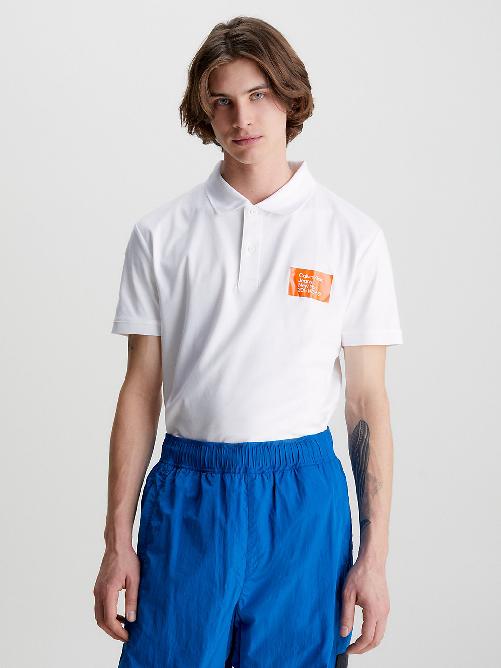 BRIGHT WHITE Badge Polo Shirt undefined men Calvin Klein