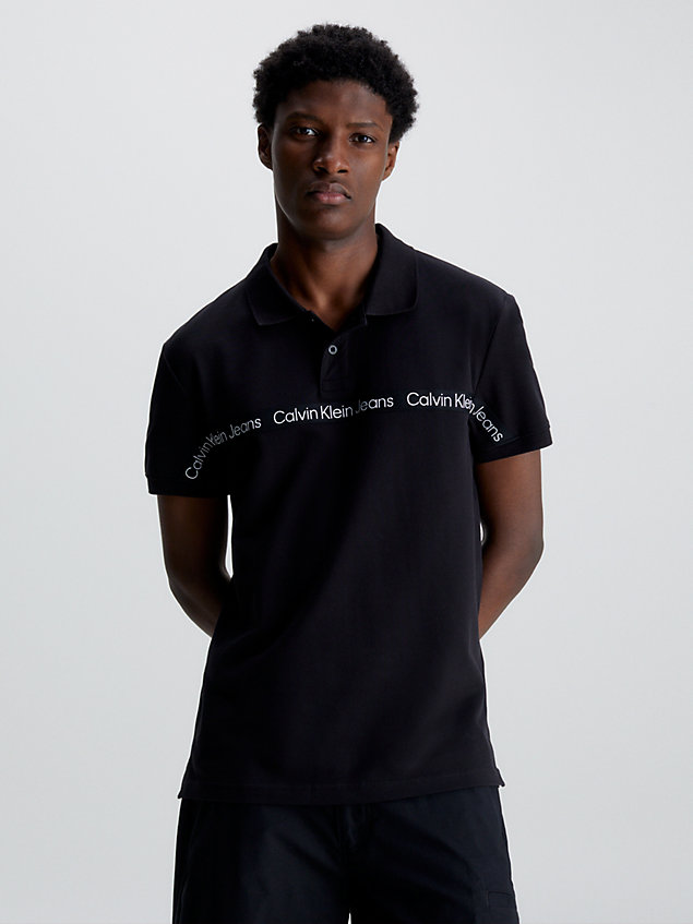polo avec logo tape black pour hommes calvin klein jeans