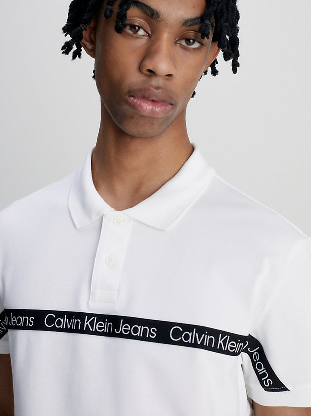 BRIGHT WHITE Logo Tape Polo Shirt for men CALVIN KLEIN JEANS