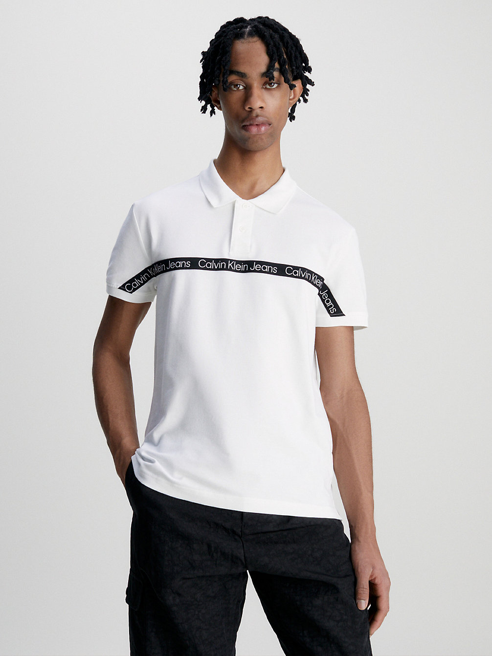 BRIGHT WHITE Logo Tape Polo Shirt undefined men Calvin Klein