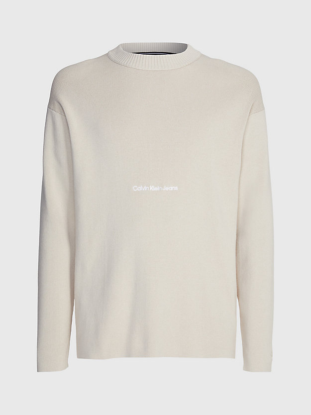 CLASSIC BEIGE Relaxed Organic Cotton Jumper for men CALVIN KLEIN JEANS