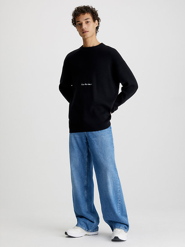 black organic cotton logo jumper for men calvin klein jeans