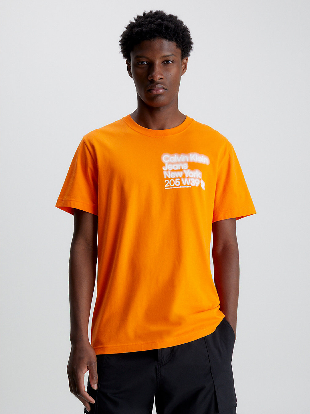 VIBRANT ORANGE T-Shirt Relaxed En Coton Bio undefined hommes Calvin Klein
