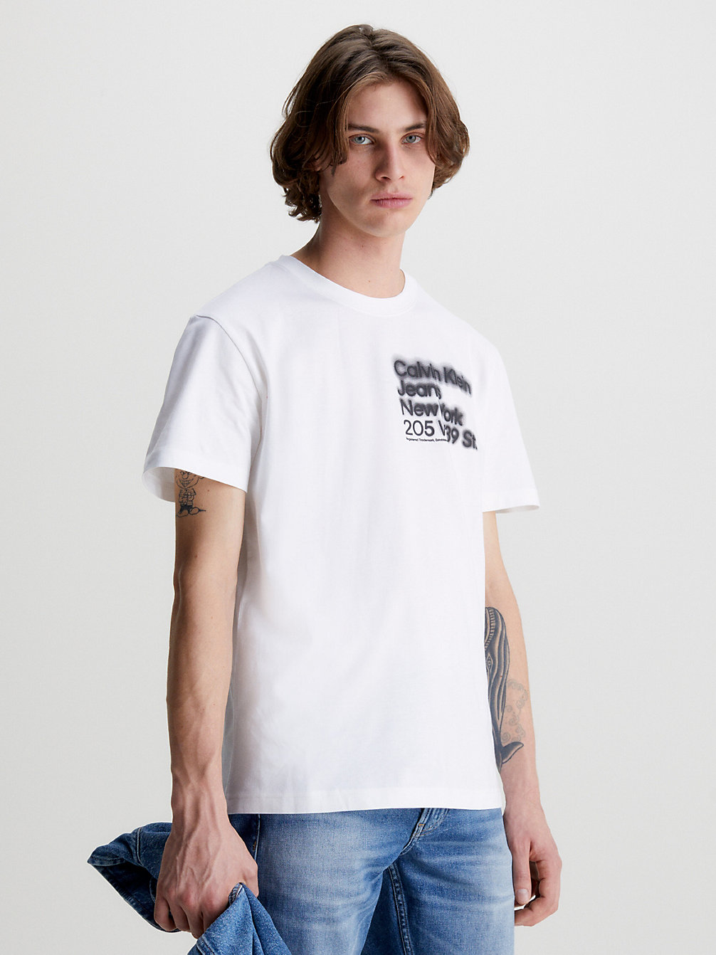 BRIGHT WHITE T-Shirt Relaxed En Coton Bio undefined hommes Calvin Klein