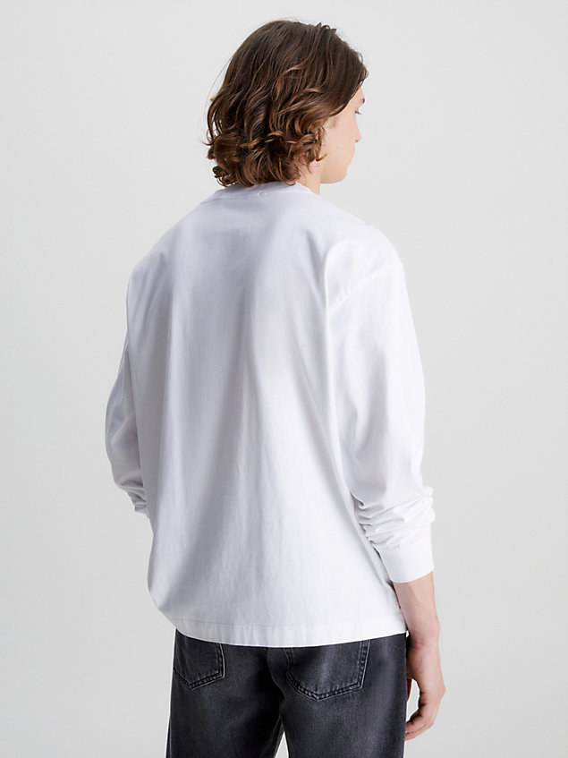 white oversized long sleeve t-shirt for men calvin klein jeans