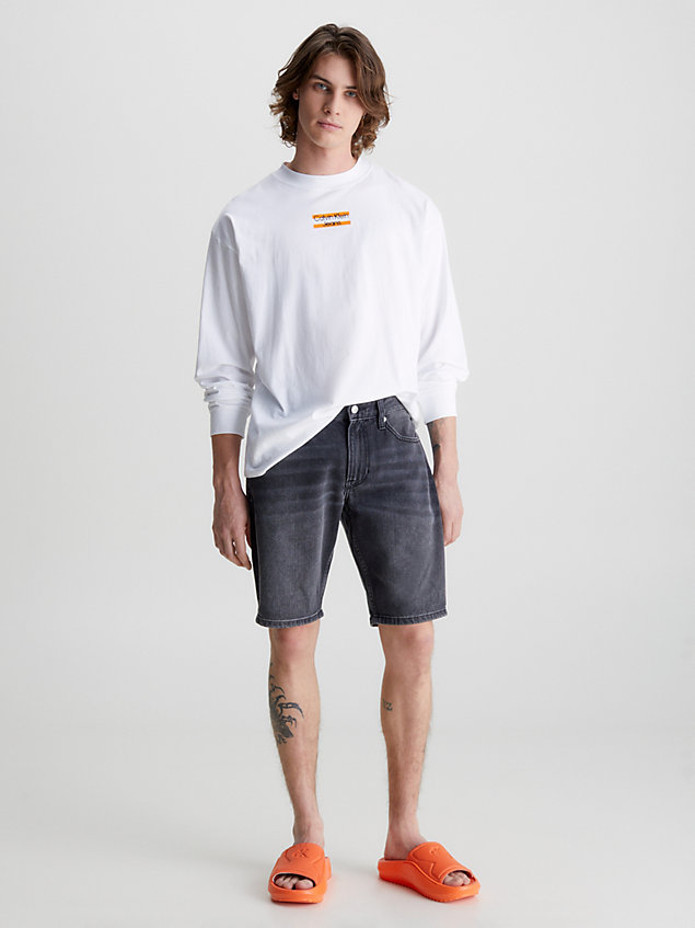 white oversized langarmshirt für herren - calvin klein jeans
