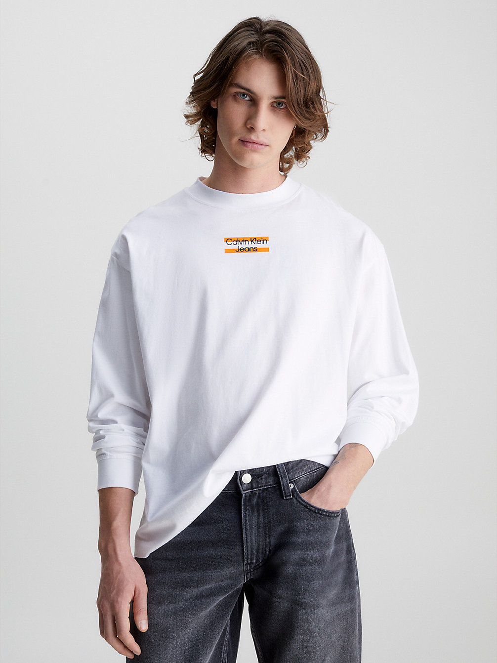 BRIGHT WHITE T-Shirt A Maniche Lunghe Oversize undefined uomo Calvin Klein