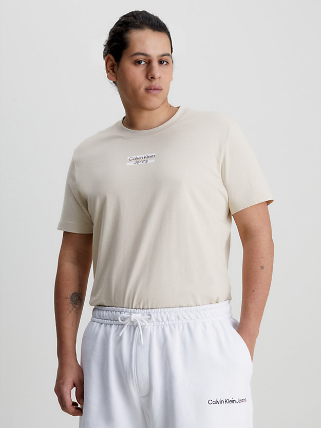 camiseta slim con logo classic beige de hombres calvin klein jeans