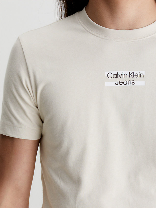 beige slim logo t-shirt for men calvin klein jeans