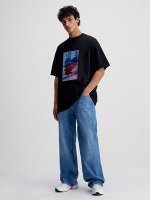 CK BLACK Oversized Embroidered T-shirt for men CALVIN KLEIN JEANS