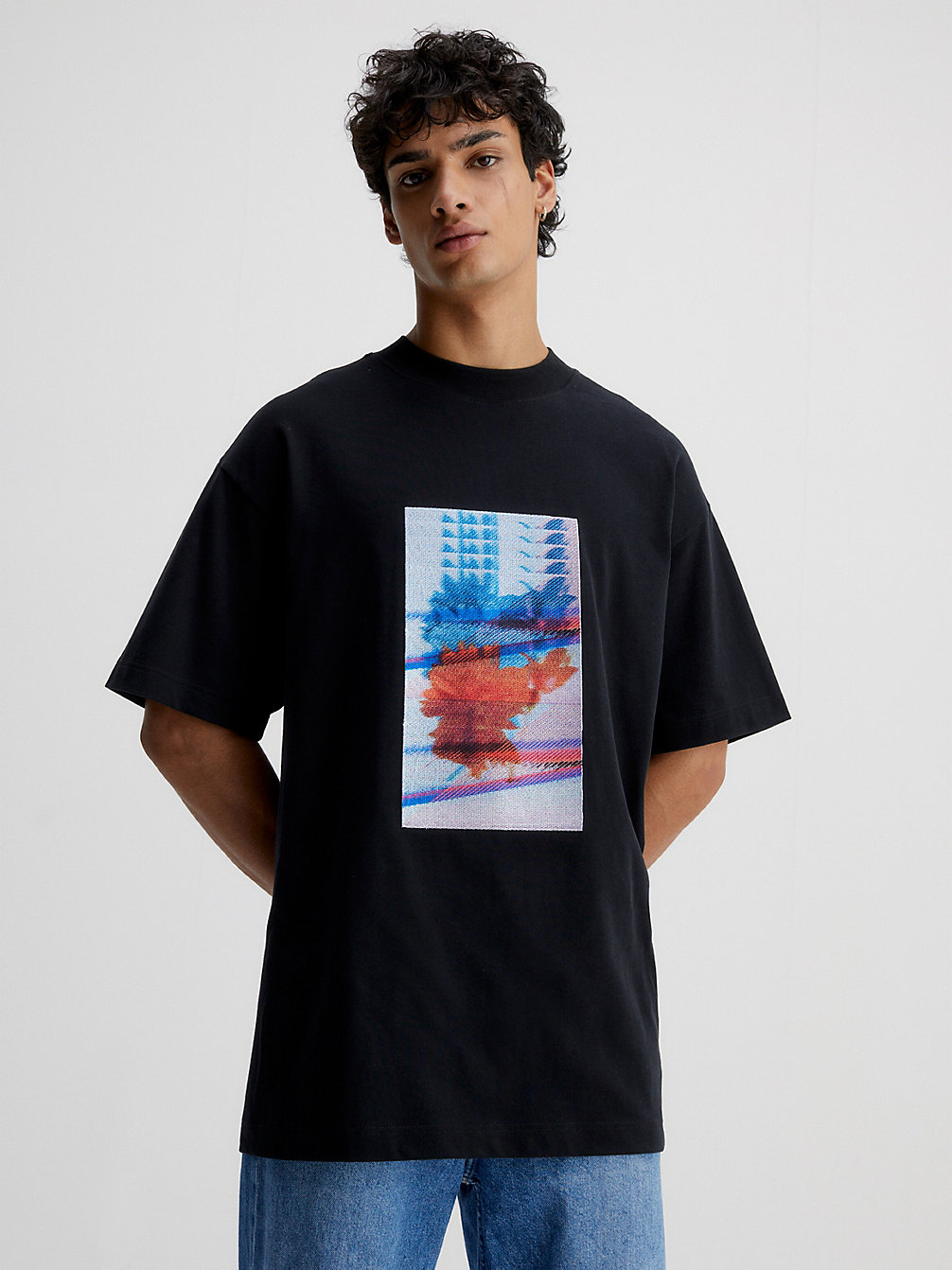 T-Shirt Ricamata Oversize > CK BLACK > undefined uomo > Calvin Klein