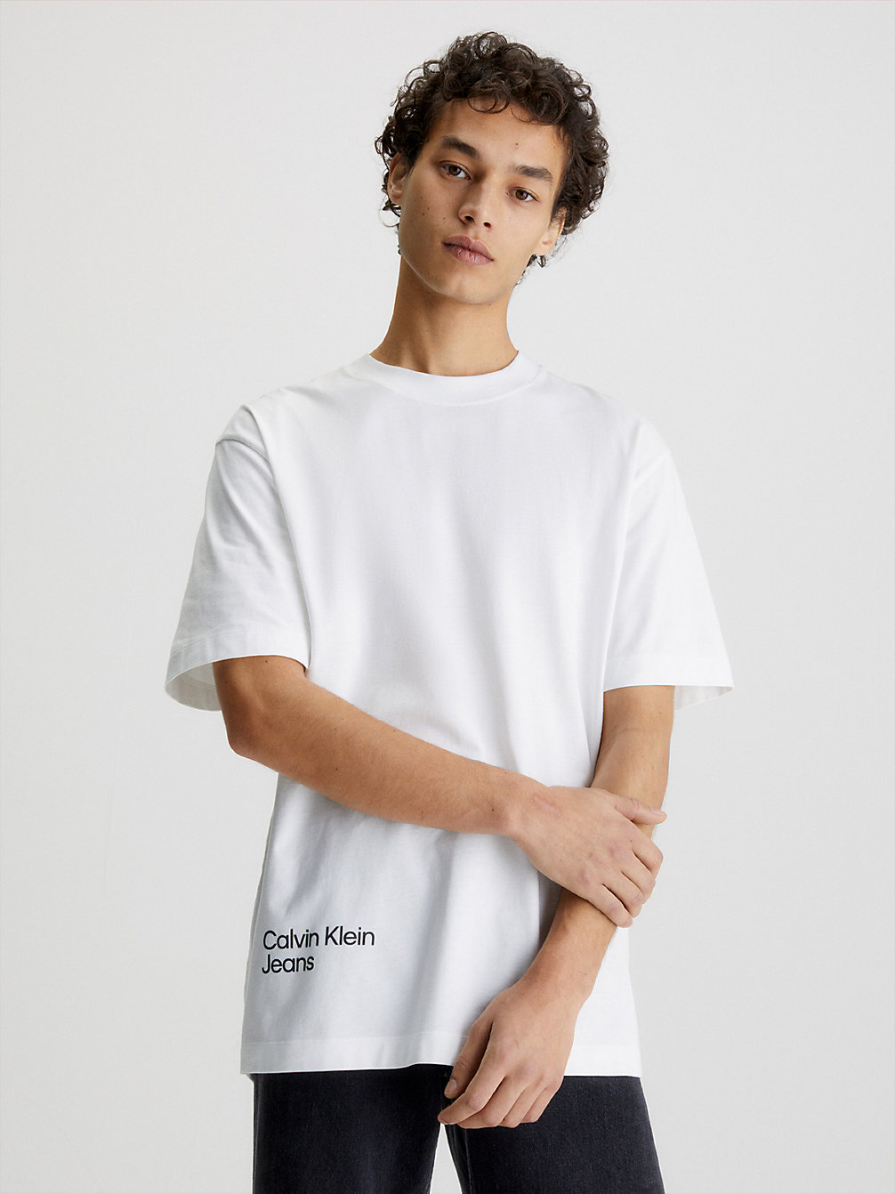 BRIGHT WHITE T-Shirt Con Logo Posteriore Taglio Relaxed undefined uomo Calvin Klein