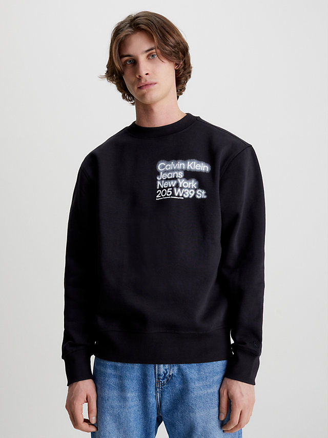 CK Black > Sweatshirt Aus Bio-Baumwolle Mit Print > undefined Herren - Calvin Klein