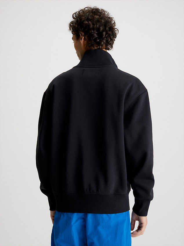 black lässiges sweatshirt mit reißverschlusskragen für herren - calvin klein jeans