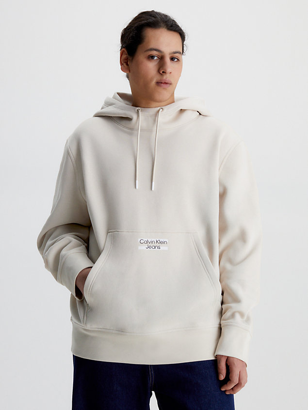 beige logo hoodie for men calvin klein jeans