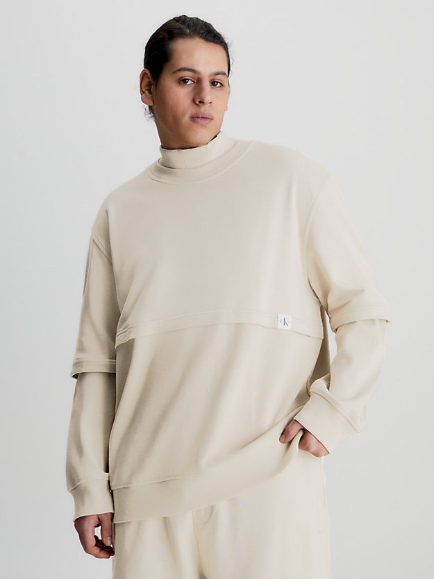 CLASSIC BEIGE Sudadera holgada estilo camisa de mezcla de materiales de hombre CALVIN KLEIN JEANS