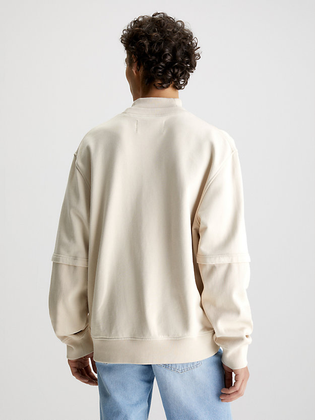 CLASSIC BEIGE Relaxed Material Mix Sweatshirt for men CALVIN KLEIN JEANS