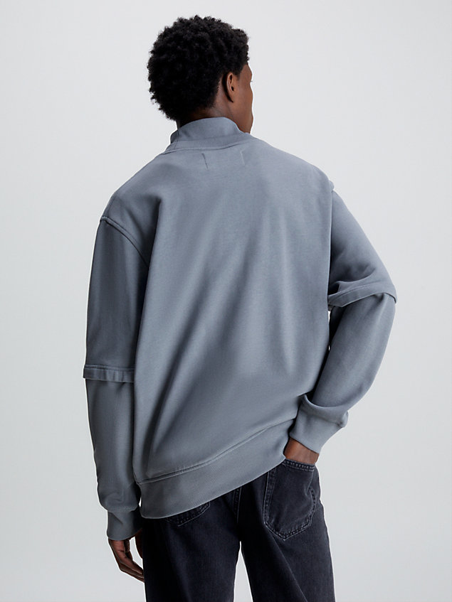 grey relaxed sweatshirt van materiaalmix voor heren - calvin klein jeans
