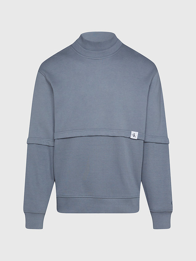 grey relaxed material mix sweatshirt for men calvin klein jeans