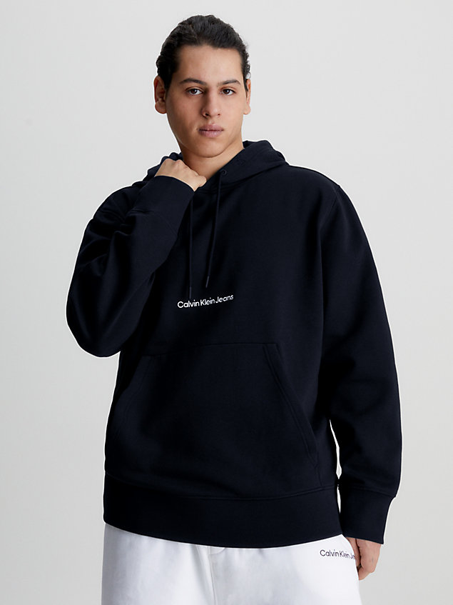 black logo-hoodie für herren - calvin klein jeans