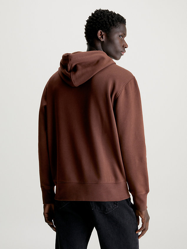 brown cotton blend fleece hoodie for men calvin klein jeans