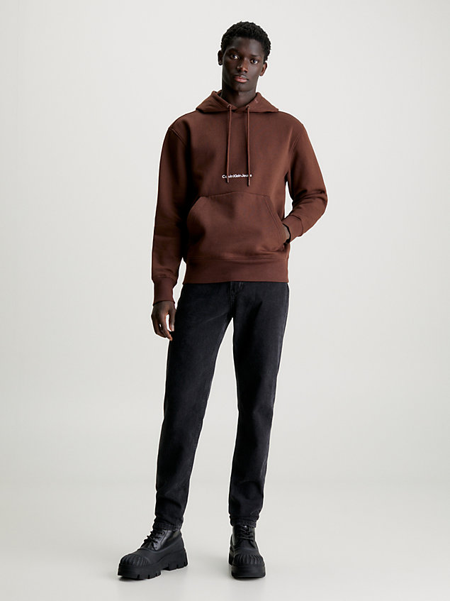 sudadera con capucha y logo brown de hombre calvin klein jeans