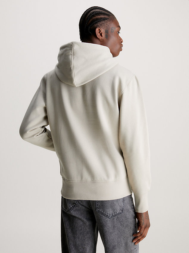 beige cotton blend fleece hoodie for men calvin klein jeans