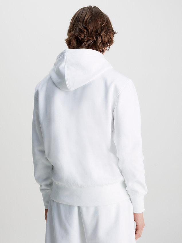 white hoodie aus fleece aus baumwoll-mix für herren - calvin klein jeans