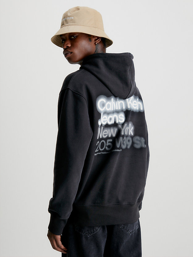 sudadera holgada con capucha y logo en la parte trasera ck black de hombre calvin klein jeans